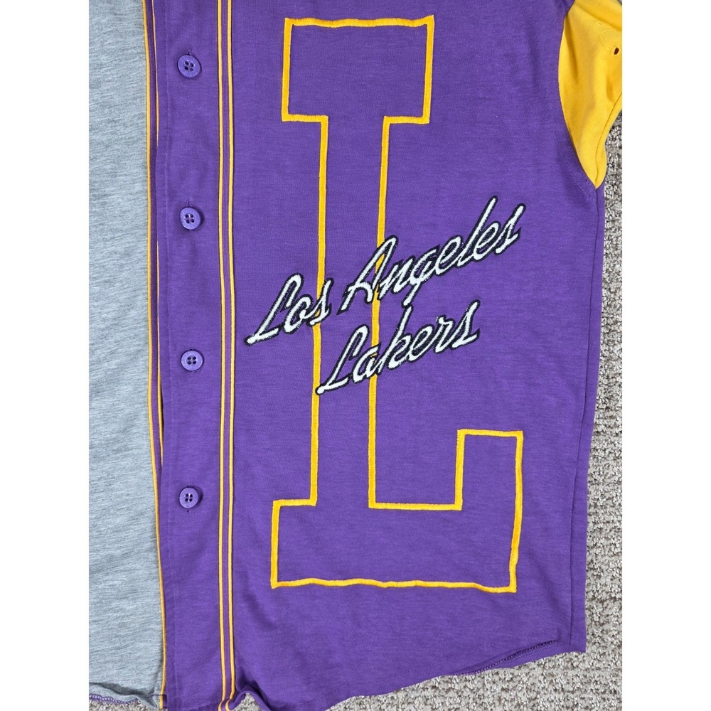 Vintage Starter Los Angeles Lakers NBA Baseball Jersey Mens Medium Purple Grey - Picture 2 of 7